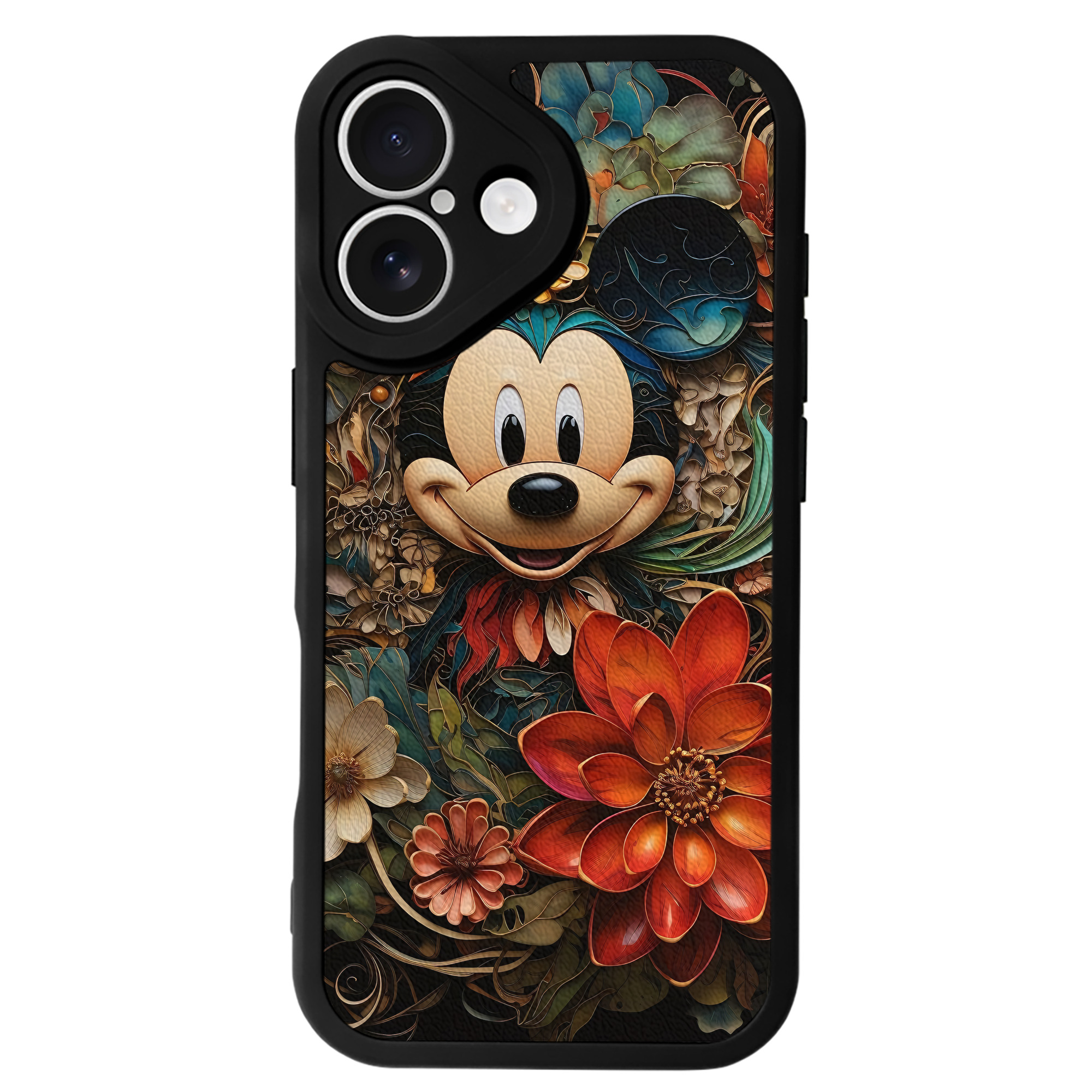 （画像用） ミッキーマウス Mickey Mouse 【iPhone 16シリーズ対応】シリコンスマホケース（レザー調） 材質：シリコン